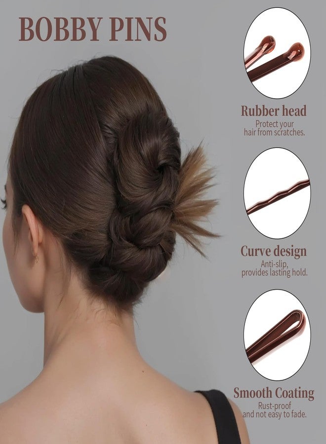 YGDZ 750 Count Bobby Pins Brown Kit, 250 PCS Mini Hair Pins for Styling, 2 Inch Bobby Pins for Women, Kids, Girls, 500 PCS Clear Elastic Hair Ties with Storage Box, Hair Accessories for Brown Hair - Image 3